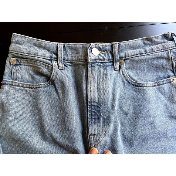 EVERLANE The Way High Jeans, Straight Leg, Women, Washed Blue, Size 26, Zip Fly - Picture 4 of 14